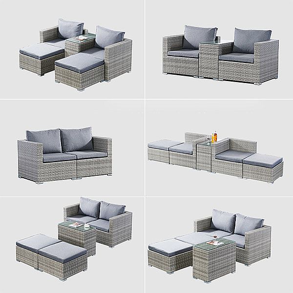 5 Piece Patio Rattan Wicker Sun Loungers - 10C01R