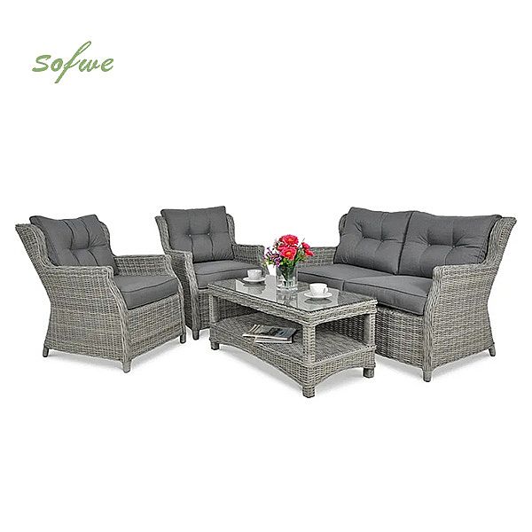 4 Pieces Rattan Outdoor Patio Furniture Garden Sofa Sets - 10C01W