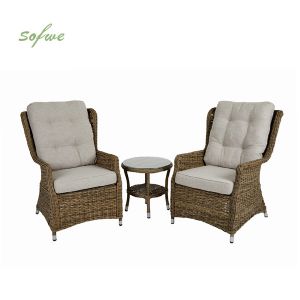 Patio Conversation Garden 3-Piece Rattan Furniture Set