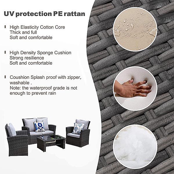 Patio Garden Rattan Wicker Sofa Set - 10C01Z