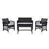 4 Piece Wicker Rattan Furniture Sofa with Tempered Glass Desktop - 10C02C