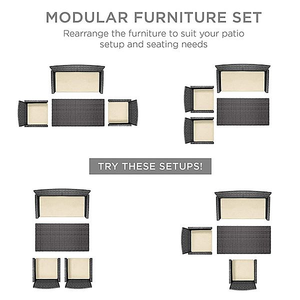 Woven Rattan Patio Conversation Furniture Sets - 10C02D