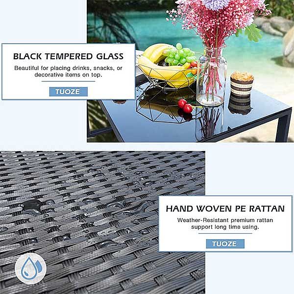 Wicker Outdoor 4-piece Outdoor Table and Chair with Coffee Table - 10C02E