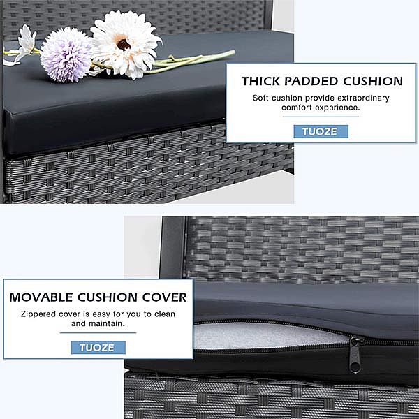 Wicker Outdoor 4-piece Outdoor Table and Chair with Coffee Table - 10C02E