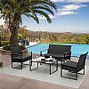 Wicker Outdoor 4-piece Outdoor Table and Chair with Coffee Table - 10C02E