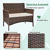 4 Piece Brown Patio Furniture Wicker Conversation Set - 10C02G