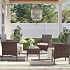 4 Piece Brown Patio Furniture Wicker Conversation Set - 10C02G