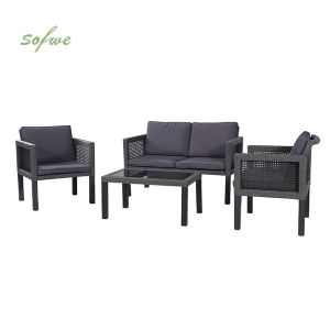4 Piece Wicker Outdoor Garden Furniture