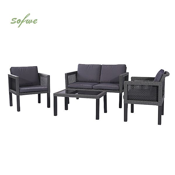 4 Piece Wicker Outdoor Garden Furniture - 10C02H