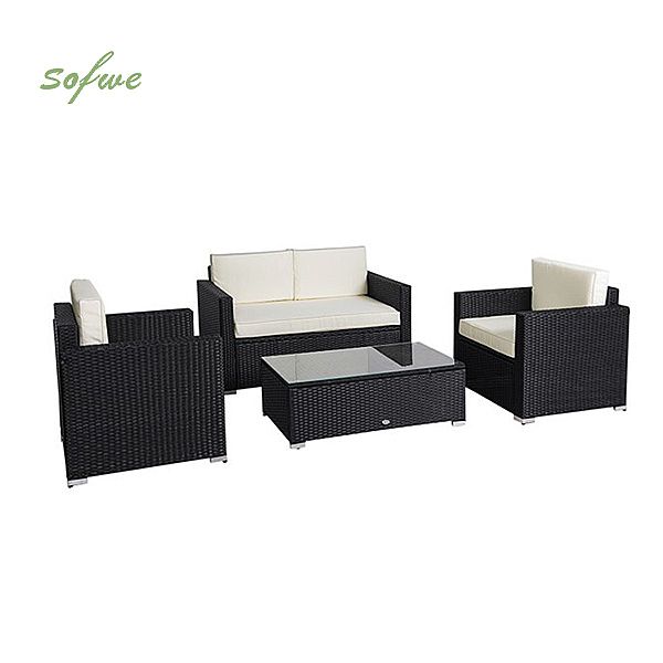 3 Pieces Patio Furniture Set Rattan Wicker Sofa - 10C02J