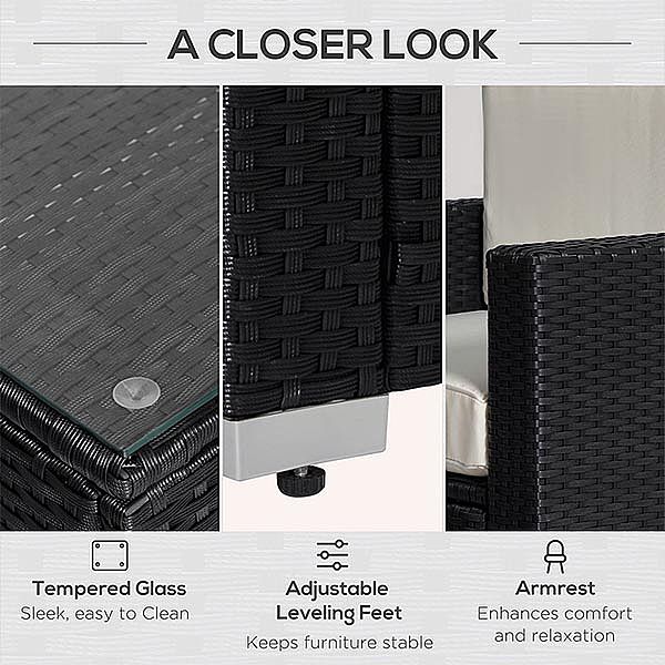 3 Pieces Patio Furniture Set Rattan Wicker Sofa - 10C02J