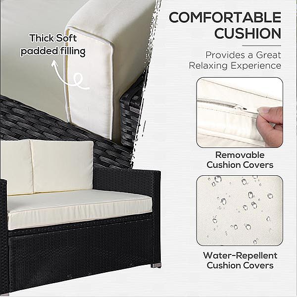 3 Pieces Patio Furniture Set Rattan Wicker Sofa - 10C02J