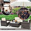Outdoor Woven Rattan Patio Conversation Furniture Sets - 10C02K