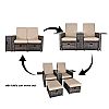 5 Piece Outdoor Patio Wicker Loveseat Set - 10C02M