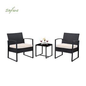 3 Pieces Outdoor Patio Wicker Furniture Set