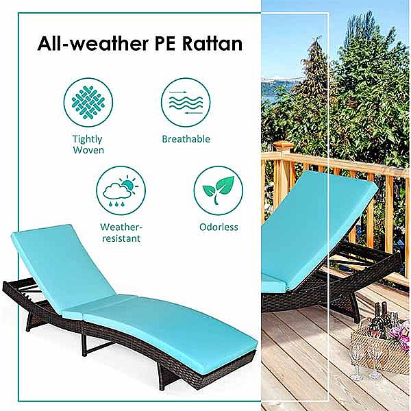 Outdoor Beach Sunbathing Rattan Lounge Chair - 10C02V