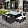 Space-saving Rattan Cube Dining Table with Six Chairs - 10D01A