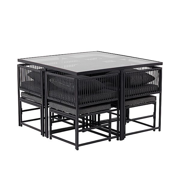 Four-piece Rope Woven Chairs and Rattan Woven Dinner Sets - 10D01B