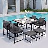 Four-piece Rope Woven Chairs and Rattan Woven Dinner Sets - 10D01B