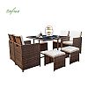 Luxury Outdoor Wicker Dining Table Set with Armchair and Ottoman - 10D01C