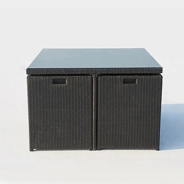 Outdoor Wicker Dining Set With Two Ottoman and Four Armchairs Dining Table - 10D01D