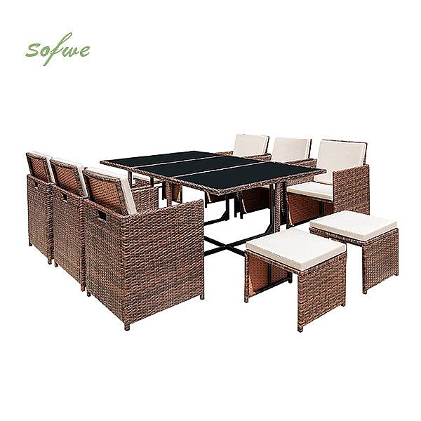 Space-saving Rattan Dining Table Set - 10D01E