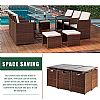 Space-saving Rattan Dining Table Set - 10D01E