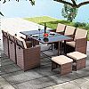 Space-saving Rattan Dining Table Set - 10D01E