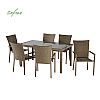 Wicker Table and Chair Set with Six Chairs Rattan Armchair - 10D01F