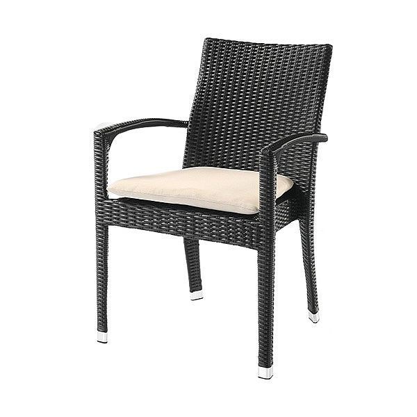 Modern Stylish Black Rattan Dining Table and Chair Set - 10D01G