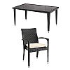 Modern Stylish Black Rattan Dining Table and Chair Set - 10D01G