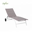 Aluminum Textilene Adjustable Lounge Chair with Wheels - 11D14E