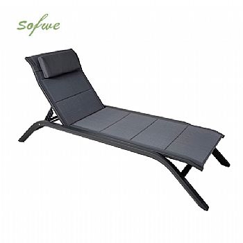 Adjustable Backrest Outdoor Sun Lounger with Aluminum Alloy...
