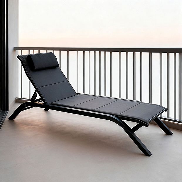 Adjustable Backrest Outdoor Sun Lounger with Aluminum Alloy Frame and Mesh Fabric - 11D25A