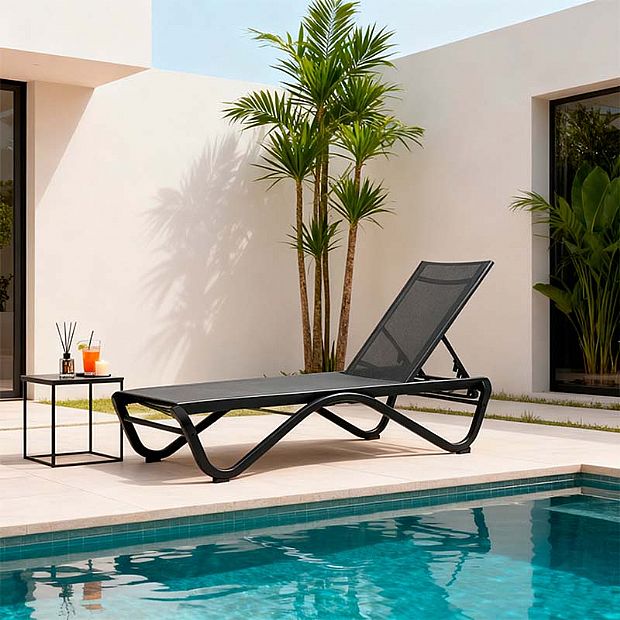 Outdoor Sun Lounger with W-Shaped Aluminum Base - 11D25B
