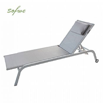 Aluminum Rolling Chaise Lounge Chair with Breathable Mesh...