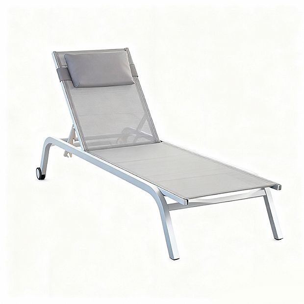 Aluminum Rolling Chaise Lounge Chair with Breathable Mesh Seat - 11D25C