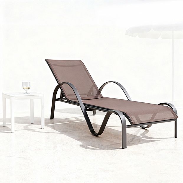 Outdoor Sun Lounger with Curved Armrests - 11D25E