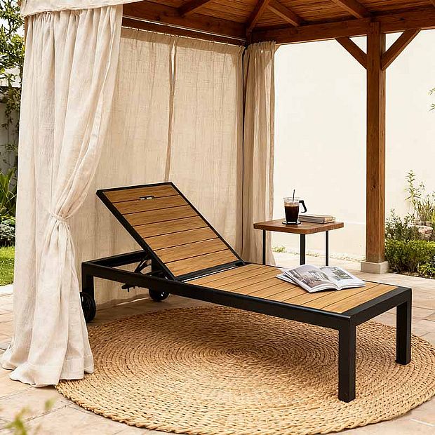 Aluminum Frame WPC Outdoor Sun Lounger - 11D25G