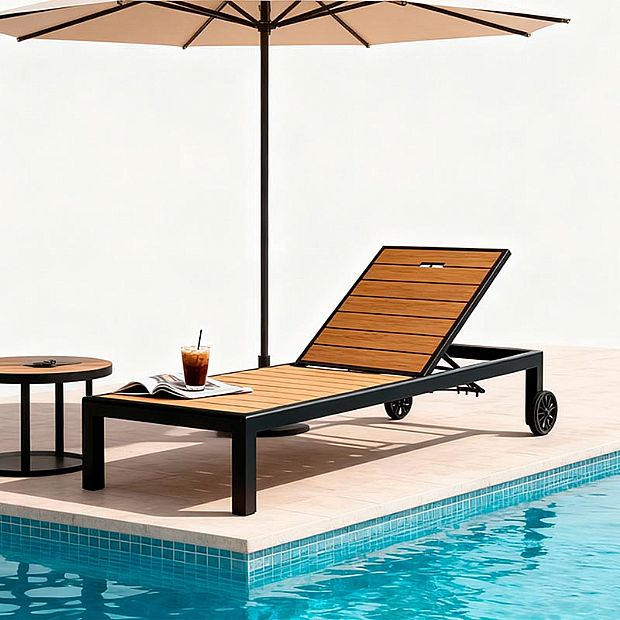 Aluminum Frame WPC Outdoor Sun Lounger - 11D25G