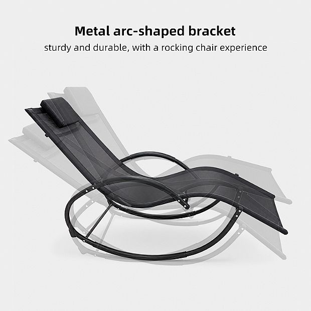 Wholesale Outdoor Rocking Sun Lounger with Ergonomic Curved Mesh Seat for Poolside Patio Furniture Supply - 11D25J