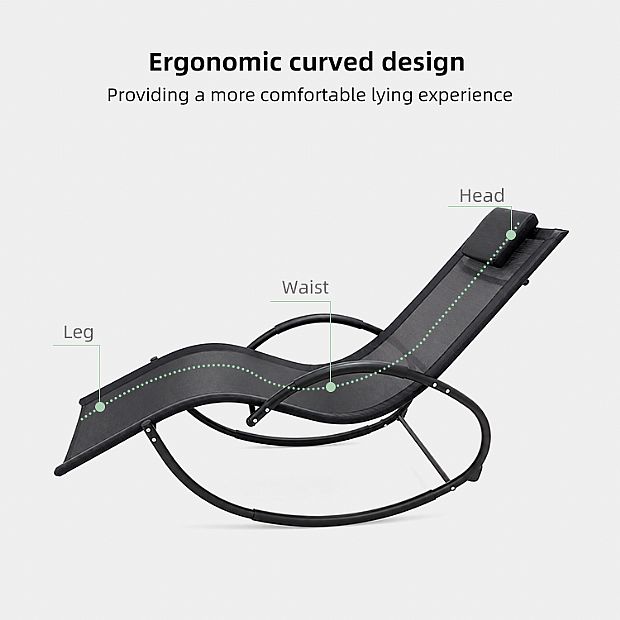 Wholesale Outdoor Rocking Sun Lounger with Ergonomic Curved Mesh Seat for Poolside Patio Furniture Supply - 11D25J