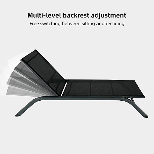Wholesale Outdoor Sun Lounger Aluminum Curved Frame PVC Coated Mesh Adjustable Backrest Low Profile Patio Poolside - 11D25Q