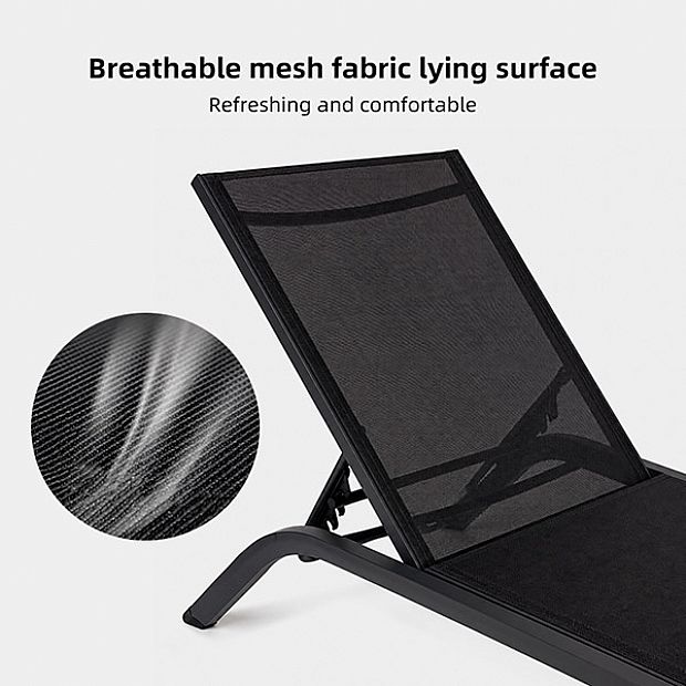 Wholesale Outdoor Sun Lounger Aluminum Curved Frame PVC Coated Mesh Adjustable Backrest Low Profile Patio Poolside - 11D25Q