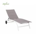 Aluminum Textilene Adjustable Lounge Chair with Wheels - 11D14E