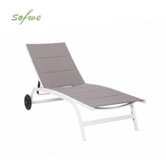Aluminum Textilene Adjustable Lounge Chair with Wheels