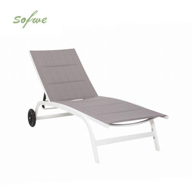 Aluminum Textilene Adjustable Lounge Chair with Wheels - 11D14E
