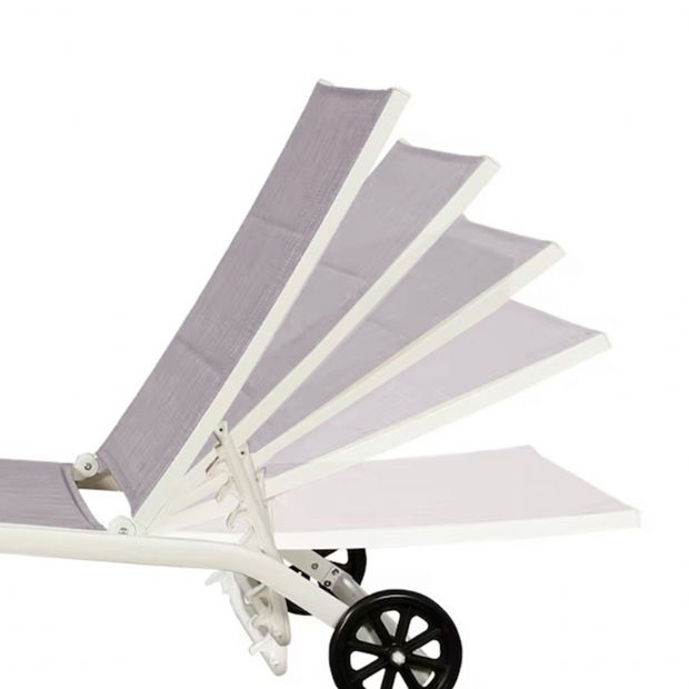 Aluminum Textilene Adjustable Lounge Chair with Wheels - 11D14E
