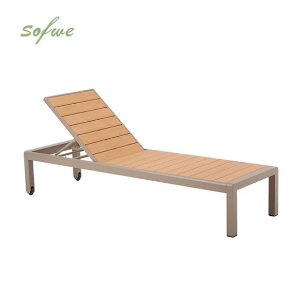 Aluminum Plastic-wood Adjustable Lounge Chair with wheels - 11D14G