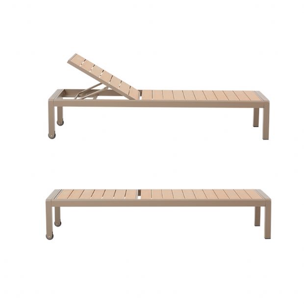 Aluminum Plastic-wood Adjustable Lounge Chair with wheels - 11D14G